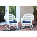 Propation W00209-R-2-FS011-CS White Wicker Rocker Chair with Blue Cushion PR1081390